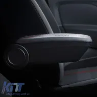 Armrest Armster OE1 TR Limited with USB suitable for Dacia Duster 2018+ without original elbowrest, black color with red stitching-image-6292928