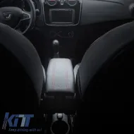 Armrest Armster OE1 TR Limited with USB suitable for Dacia Duster 2018+ without original elbowrest, black color with red stitching-image-6292929