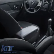 Armrest Armster OE1 TR Limited with USB suitable for Dacia Duster 2018+ without original elbowrest, black color with red stitching-image-6292930