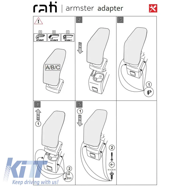 Armrest Base Dedicated Suitable for Chevrolet Trax 13-22 Armster Rati 1 Pc