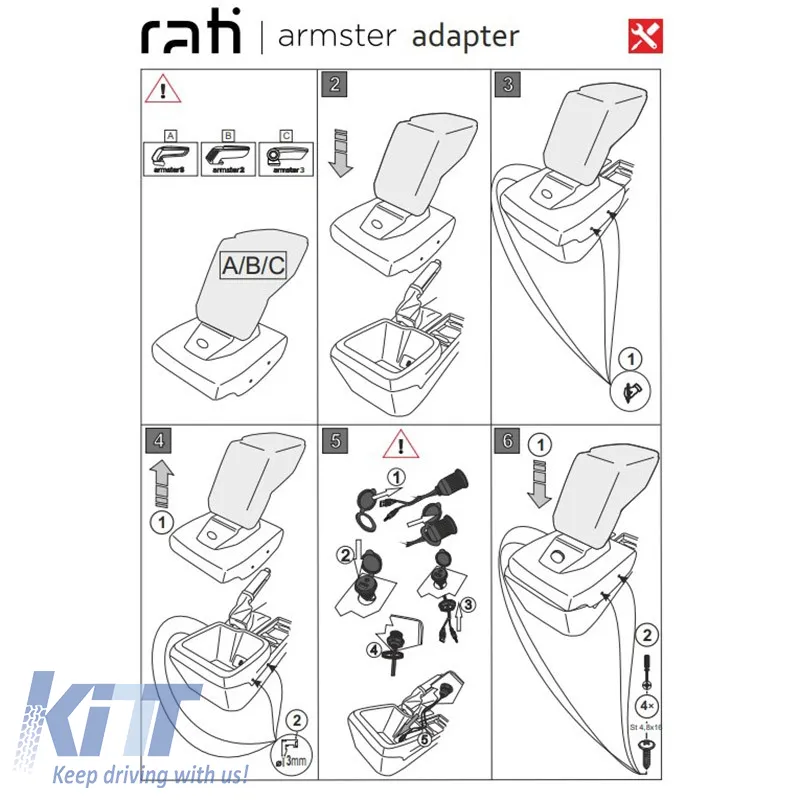 Armrest Base Dedicated Suitable for Ford Focus 18+ (+Usb+Aux Extension Cable) Armster Rati 1 Pc