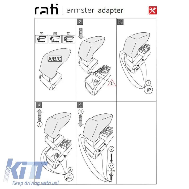 Armrest Base Dedicated Suitable for Ford Focus 15-17 Armster Rati 1 Pc