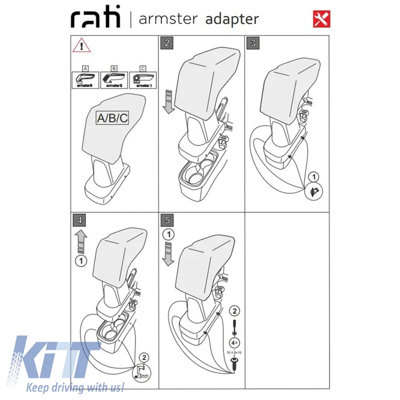 Armrest Base Dedicated Suitable for Ford Ka+ 16-21 Armster Rati 1 Pc