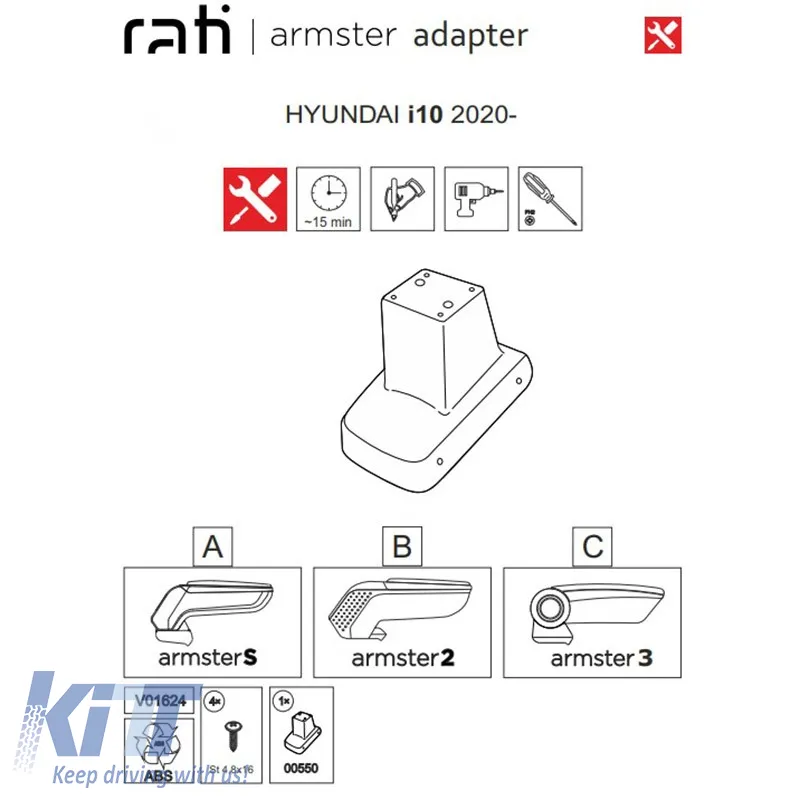 Armrest Base Dedicated Suitable for Hyundai I10 2020+ Armster Rati 1 Pc