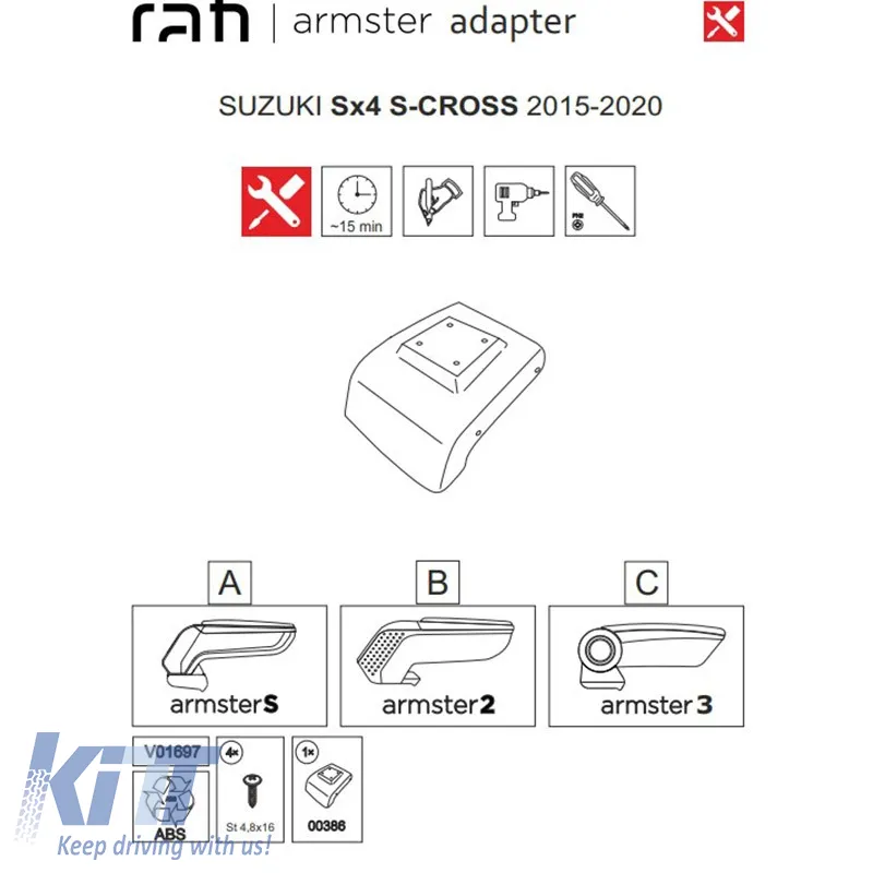 Armrest Base Dedicated Suitable for Suzuki SX4 S-Cross 15-20 Armster Rati 1 Pc