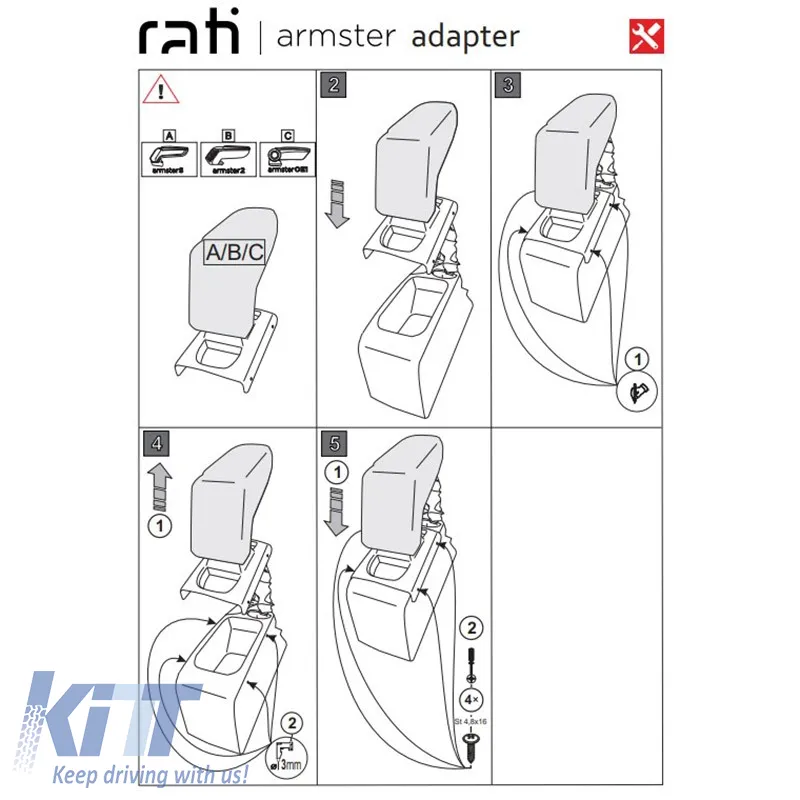 Armrest Base Suitable for Citroen C4 10-17 Armster Rati 1 Pc