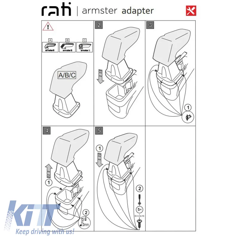 Armrest Base suitable for Kia Venga 2010+ / Hyundai IX20 2010-2019 Armster Rati 1 Pc