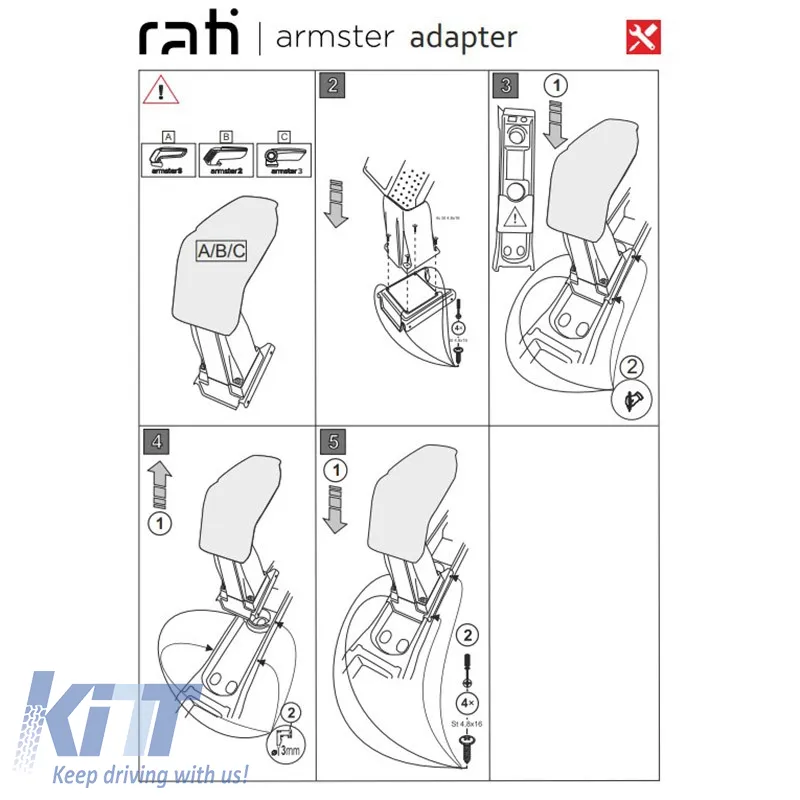 Armrest Base suitable for Opel Meriva 2010-2017 Without Flex Rail Armster Rati 1 Pc