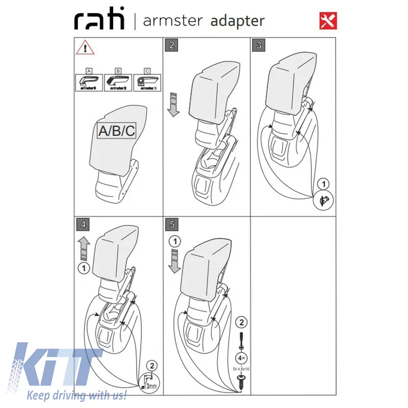 Armrest Base suitable for Peugeot 301 2012+ / Citroen C-Elysee 12+ Armster Rati 1 Pc