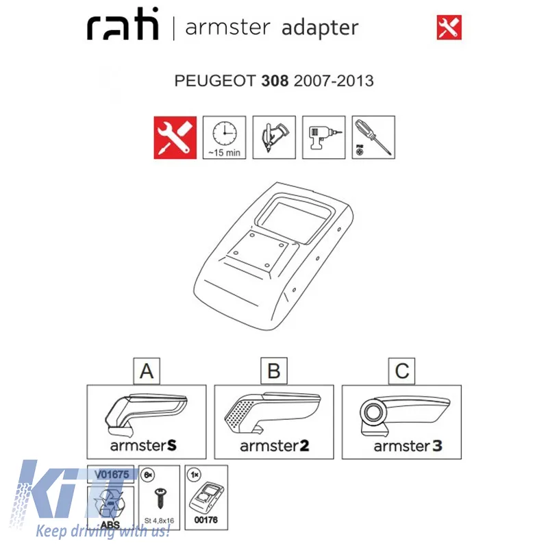 Armrest Base suitable for Peugeot 308 07-13 Armster Rati 1 Pc
