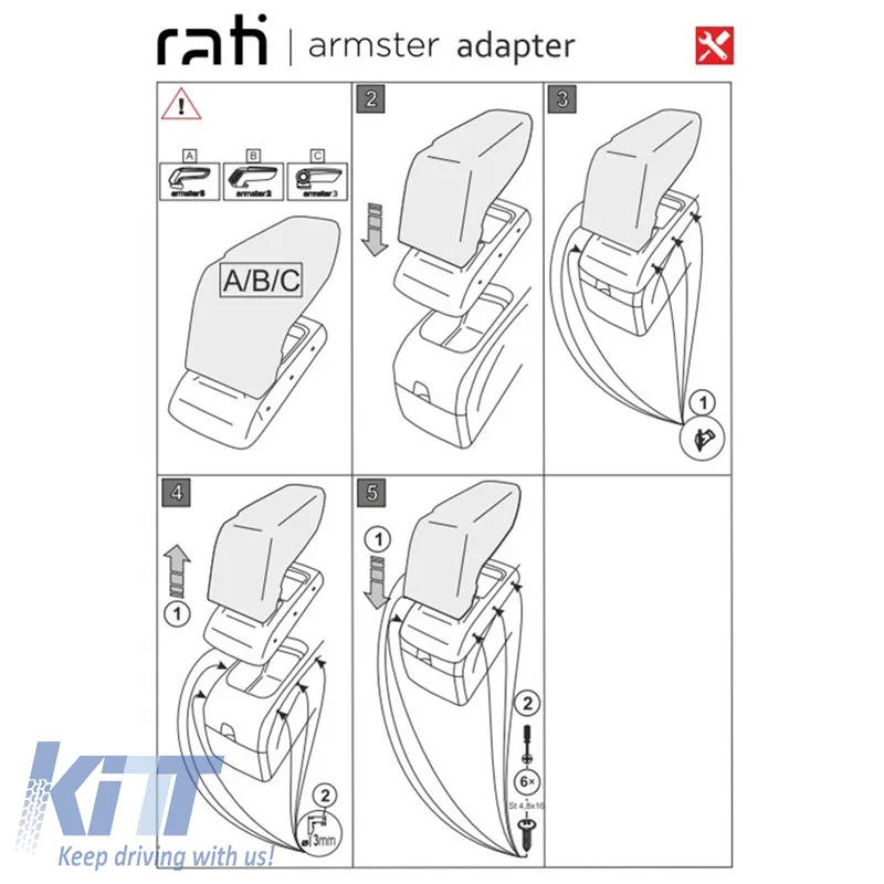 Armrest Base suitable for Peugeot 308 07-13 Armster Rati 1 Pc