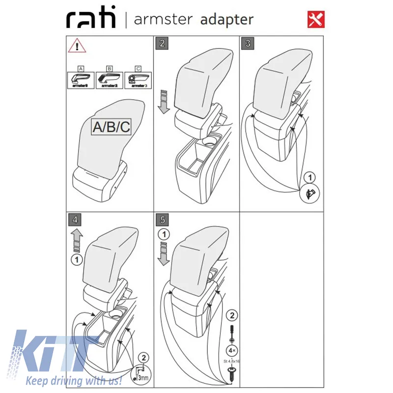 Armrest Base suitable for Peugeot 308 13-21 Armster Rati 1 Pc