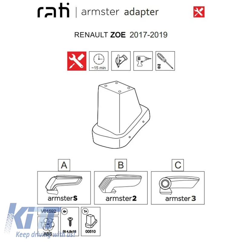 Armrest Base Suitable for Renault Zoe 17-19 Armster Rati 1 Pc