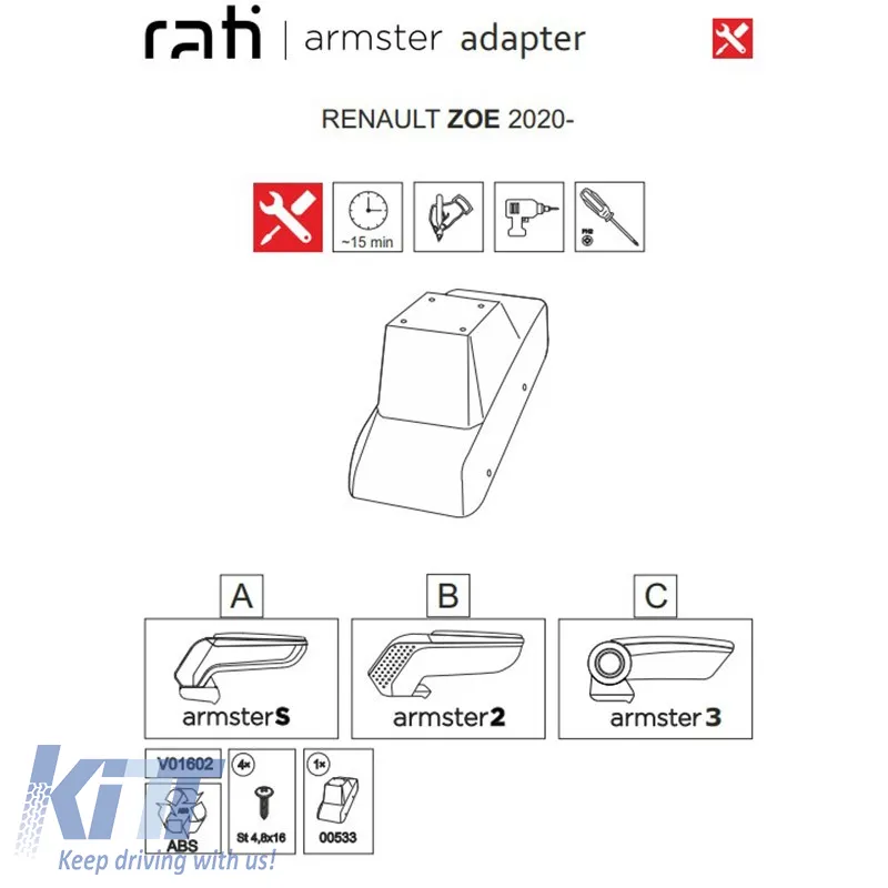 Armrest Base Suitable for Renault Zoe 2020+ Armster Rati 1 Pc