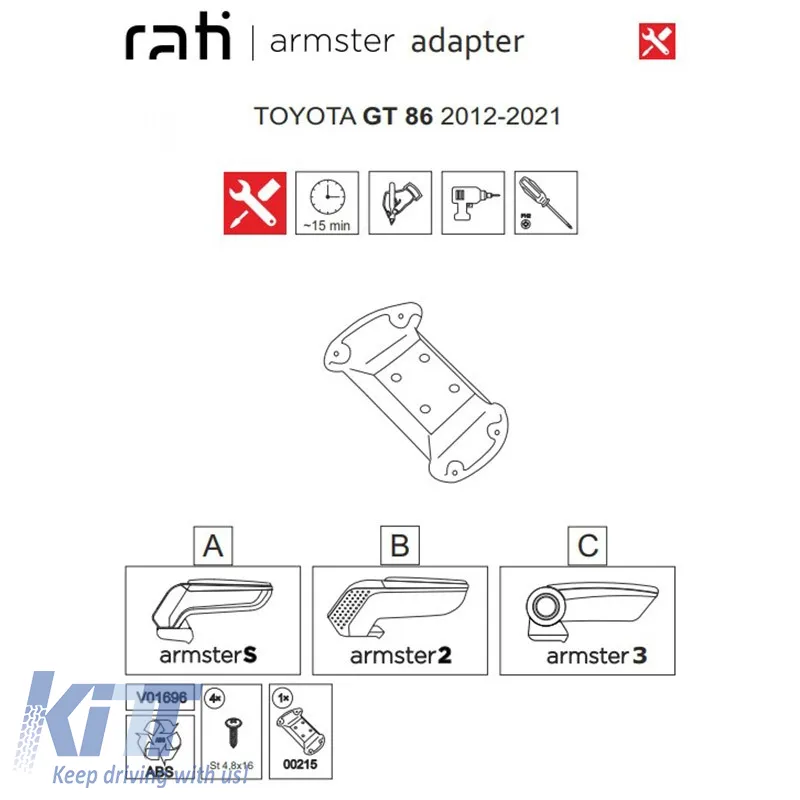 Armrest Base Suitable for Toyota GT 86 12-21 Armster Rati 1 Pc