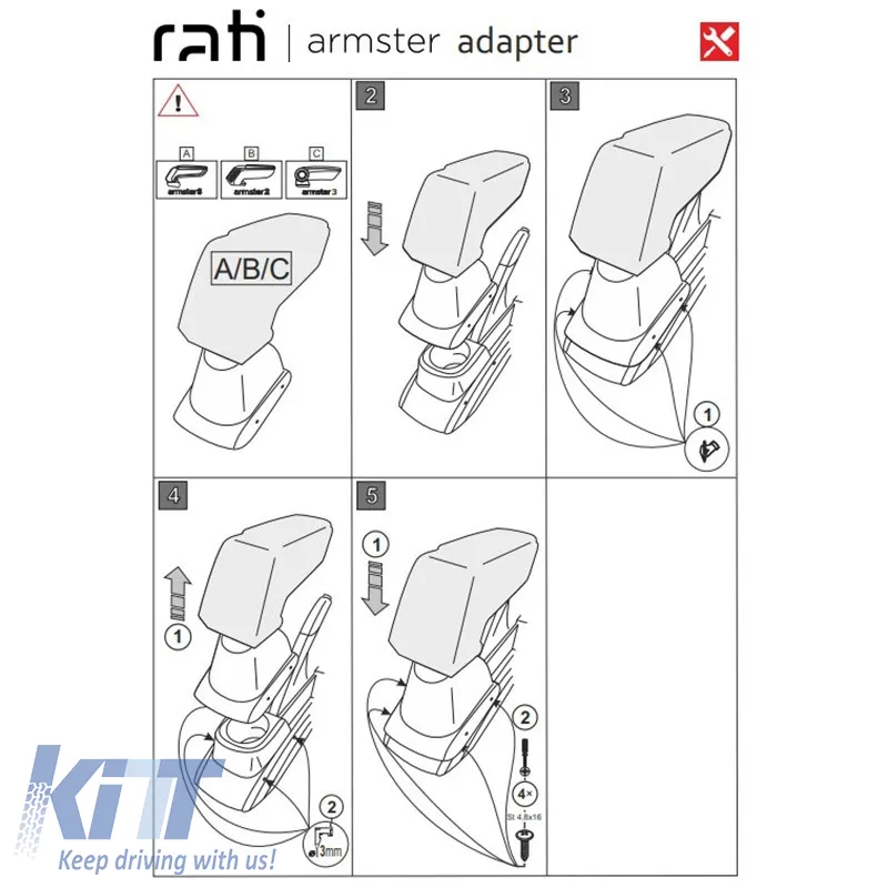 Armrest Base Suitable for VW Polo 09-17 Armster Rati 1 Pc