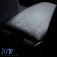 Armster OE1 TR Limited kartámasz USB-vel, Dacia Duster 2018+ modellekhez, gyári könyöktámasz nélküli kivitel, fekete szín, piros varrással-image-6292925