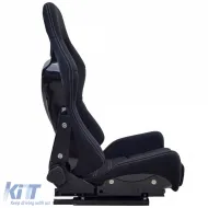Asiento deportivo Hardcover Negro con costuras grises adecuado para SimRig-image-6210379
