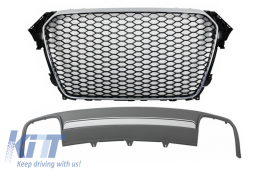 Assembly Central Grille with Rear Bumper Valance Air Diffuser suitable for AUDI A4 B8 Facelift (2012-2015) Limousine/Avant RS Design-image-6026912