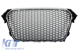 Assembly Central Grille with Rear Bumper Valance Air Diffuser suitable for AUDI A4 B8 Facelift (2012-2015) Limousine/Avant RS Design-image-6026913
