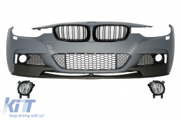 image-71-Assembly Front Bumper suitable for BMW 3er F30 F31 Sedan Touring (2011-up) M-Performance Design with Kidney Grilles Double Stripe Piano Black