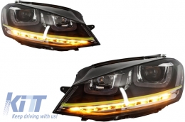 Assembly Headlights 3D LED FLOWING Dynamic Sequential Turn Light DRL with Grille suitable for VW Golf 7 VII (2012-2017) Yellow R400 Look-image-6004373