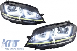 Assembly Headlights 3D LED FLOWING Dynamic Sequential Turn Light DRL with Grille suitable for VW Golf 7 VII (2012-2017) Yellow R400 Look-image-6004374