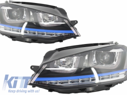 Assembly Headlights 3D LED Turn Light DRL with Grille suitable for VW Golf 7 VII (2012-2017) Blue GTE Look-image-5990720