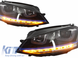 Assembly Headlights 3D LED Turn Light DRL with Grille suitable for VW Golf 7 VII (2012-2017) Blue GTE Look-image-5990723