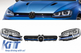 Assembly Headlights 3D LED Turn Light DRL with Grille suitable for VW Golf 7 VII (2012-2017) Blue GTE Look