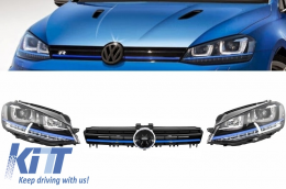 image-58-Assembly Headlights 3D LED Turn Light DRL with Grille suitable for VW Golf 7 VII (2012-2017) Blue GTE Look