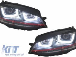 Assembly Headlights 3D LED Turn Light DRL with Grille suitable for VW Golf 7 VII (2012-2017) RED R20 GTI Look-image-5990737
