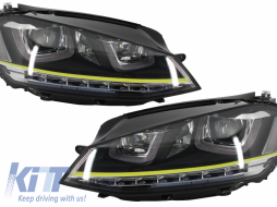 Assembly Headlights 3D LED Turn Light DRL with Grille suitable for VW Golf 7 VII (2012-2017) Yellow R400 Look-image-5990769
