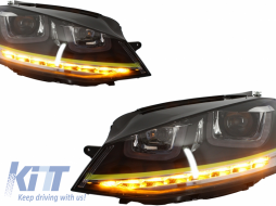 Assembly Headlights 3D LED Turn Light DRL with Grille suitable for VW Golf 7 VII (2012-2017) Yellow R400 Look-image-5990771