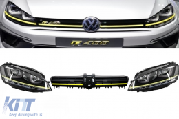 image-61-Assembly Headlights 3D LED Turn Light DRL with Grille suitable for VW Golf 7 VII (2012-2017) Yellow R400 Look