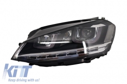 Assembly Headlights 3D LED Turn Light DRL + Grille suitable for VW Golf 7 VII (2012-2017) Silver R-line Look-image-5993579