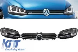 image-63-Assembly Headlights 3D LED Turn Light DRL + Grille suitable for VW Golf 7 VII (2012-2017) Silver R-line Look