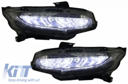 Assembly Headlights and Taillights suitable for HONDA Civic MK10 (FC/FK) 2016+Limousine Full LED Sequential Dynamic Turning Lights Red/Smoke-image-6038088
