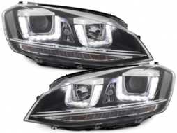 Assembly Headlights R-look 3D LED DRL with Grille suitable for VW Golf 7 VII (2012-2017) Silver R-line Look-image-5993543