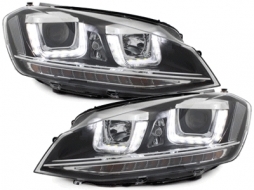Assembly Headlights R-look 3D LED DRL with Grille suitable for VW Golf 7 VII (2012-2017) Silver R-line Look-image-5993545
