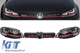 image-60-Assembly Headlights RHD 3D LED Turn Light DRL + Grille suitable for VW Golf 7 VII (2012-2017) RED R20 GTI Look