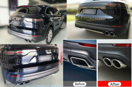 Auspuff Endrohre Quad für Porsche Cayenne 9Y0 SUV 3.0 18+ Upgrade auf Cayenne S Chrome-image-6073828