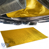 Auspuff Hitzeschutz Matte Alu Keramik selbstklebend Gold 1,5mm 50cmx50cm 500°C