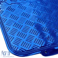 Auto Gummifußmatten Set 4 Stück Aluminium Rautenmuster Universal Chrom Blau-image-6190950