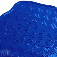 Auto Gummifußmatten Set 4 Stück Aluminium Rautenmuster Universal Chrom Blau-image-6190951