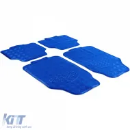 Auto Gummifußmatten Set 4 Stück Aluminium Rautenmuster Universal Chrom Blau-image-6190952