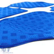 Auto Gummifußmatten Set 4 Stück Aluminium Rautenmuster Universal Chrom Blau-image-6190953