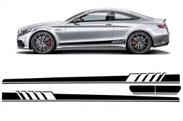 image-7-Autocollants Latéraux Vinyle Noir mat pour MERCEDES C C205 A205 2014+ C63 Look