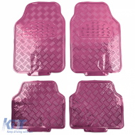 Autogummimatten-Set 4 Stück Aluminium-Rautenmuster Universal Chrom Rosa-image-6190482