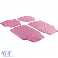 Autogummimatten-Set 4 Stück Aluminium-Rautenmuster Universal Chrom Rosa-image-6190485